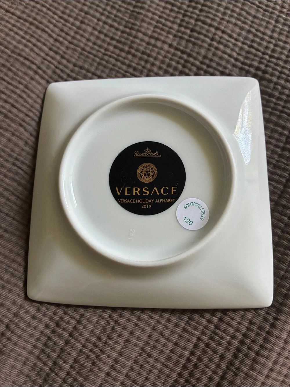 Versace Pink, Gold and Blue K Monogram Decorative Dish